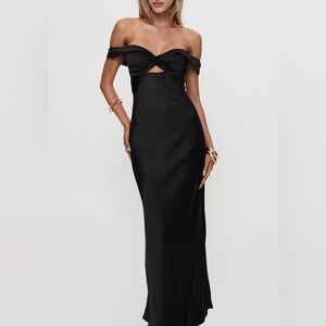 NWT princess Polly Rava Off The Shoulder Maxi Dress Black